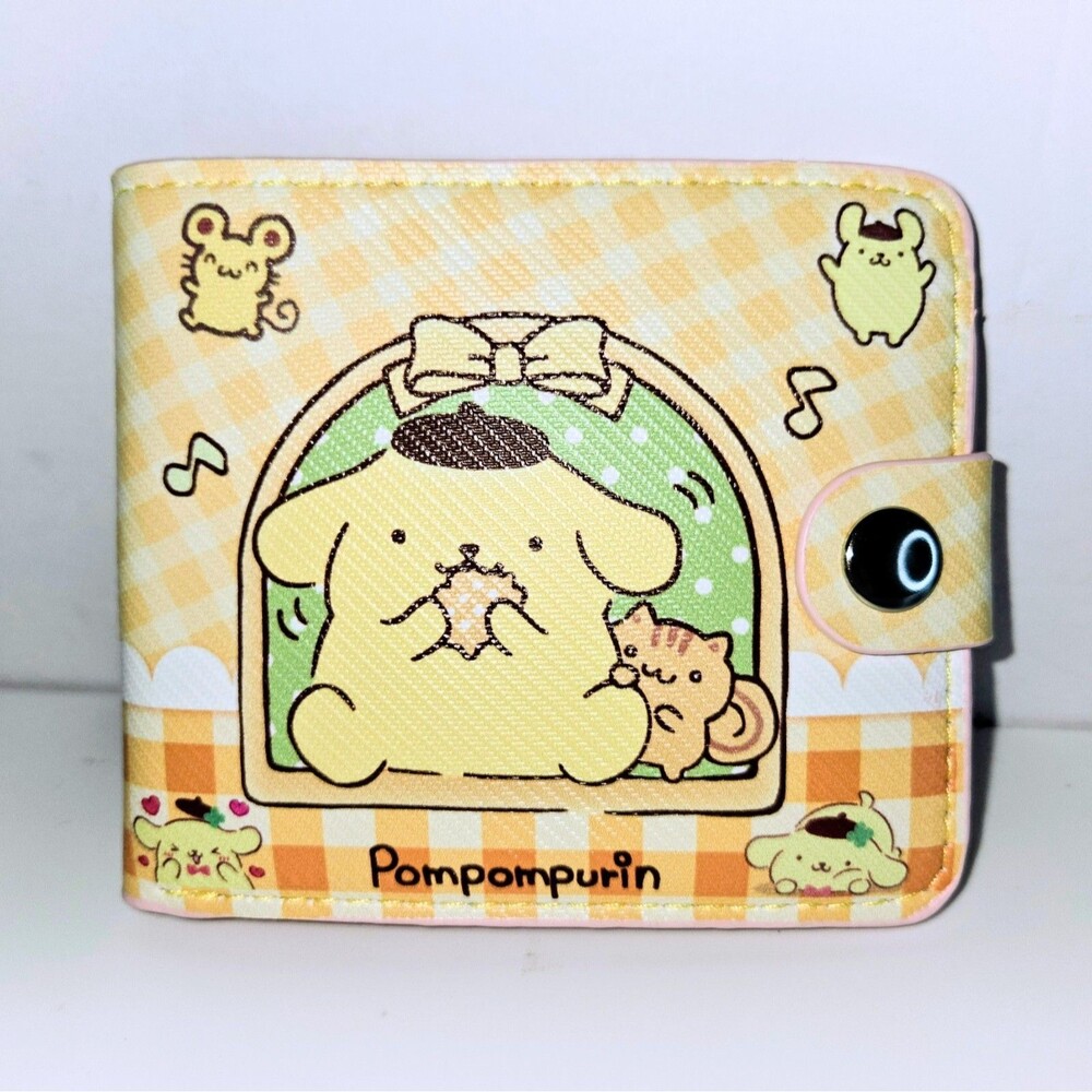 POMPOM Wallet Kawaii Hello Kitty Friend Accessory Compact Bifold Id Window NEW